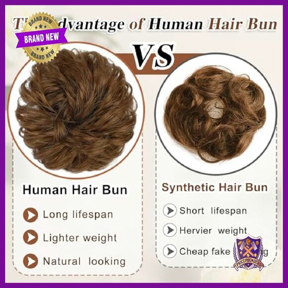 100% Human Hair Messy Bun Extension with Elastic Band for Natural Updos main image 5